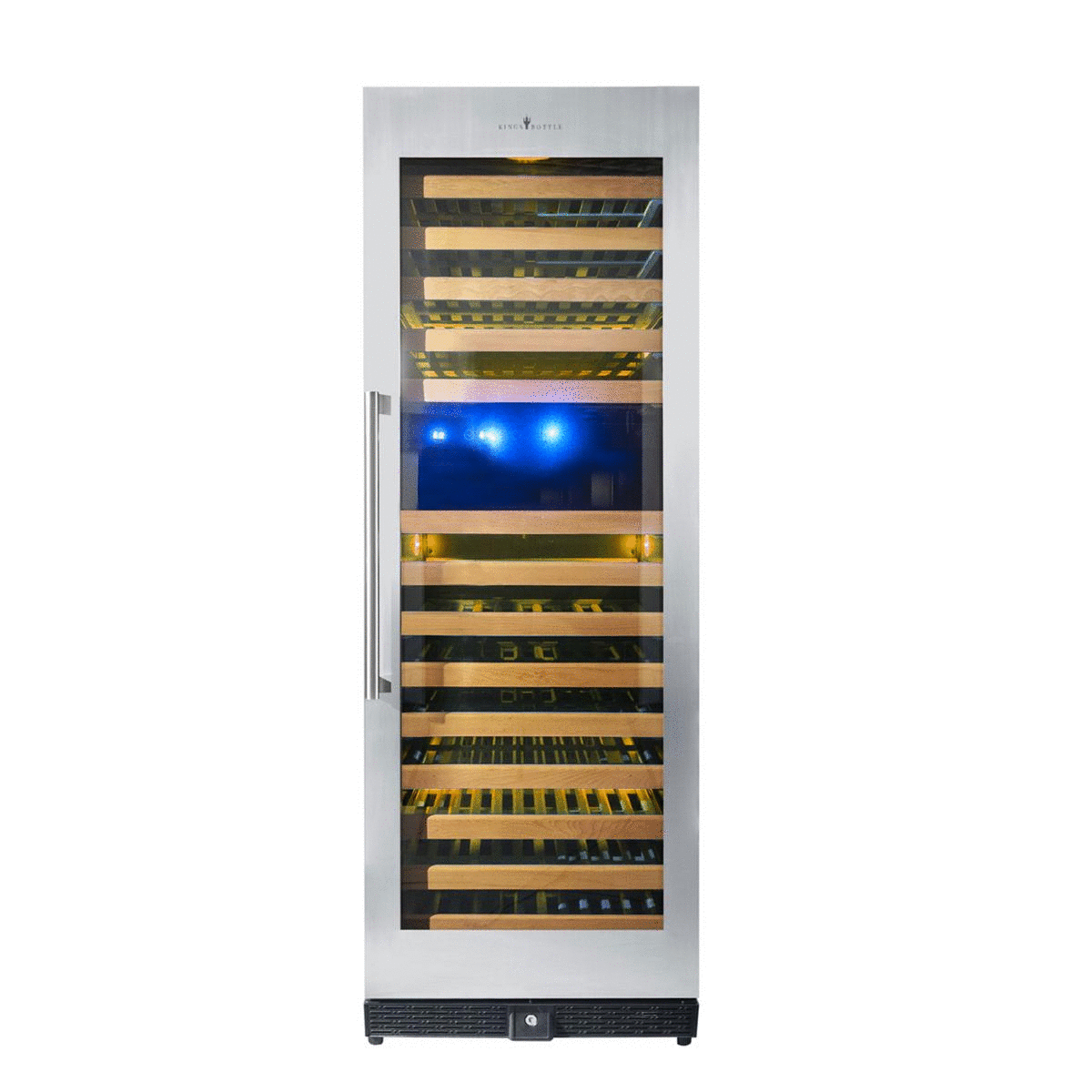 KingsBottle Tall Large Wine Refrigerator – Upright Wine Cooler with Glass Door & Stainless Steel Trim