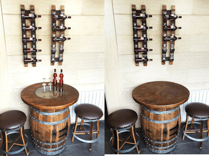 Whiskey & Wine Barrel Bar Set with Wine Rack