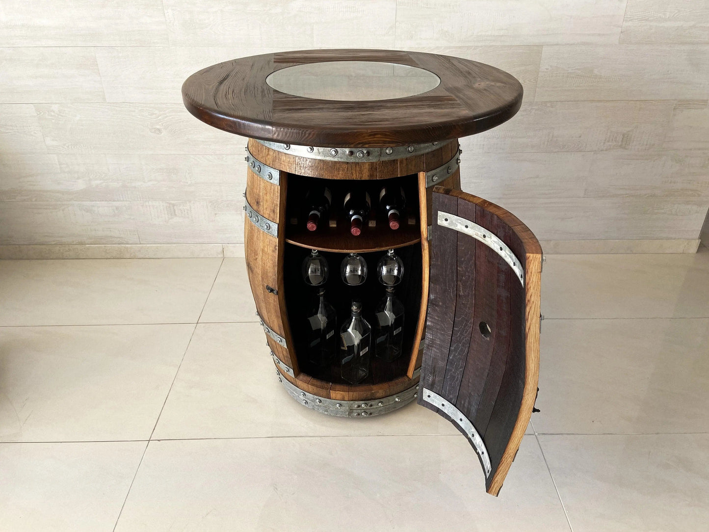 Luxury Wine Barrel Bar Set with Pub Table & Wine Barrel Bar Stools