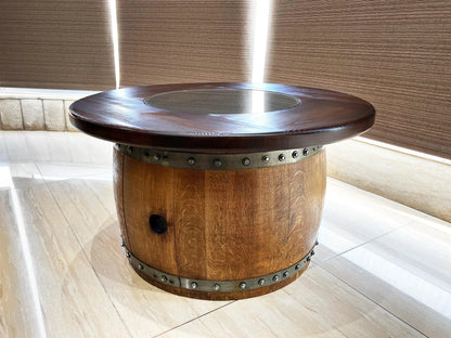 Mid-Barrel Coffee Table with Removable Glass Top