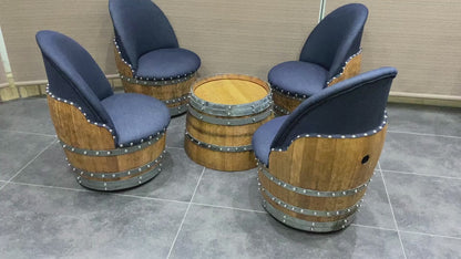 Rustic Whiskey Barrel Furniture Set