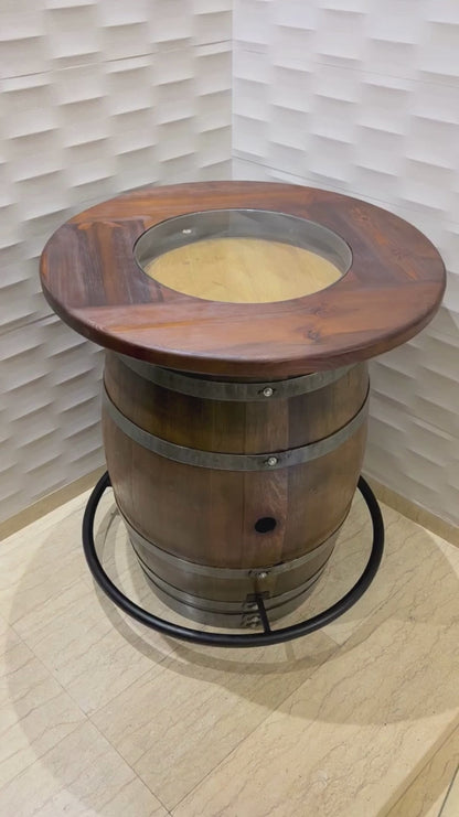 Oak Wine Barrel Whiskey Bistro Pub Table Set