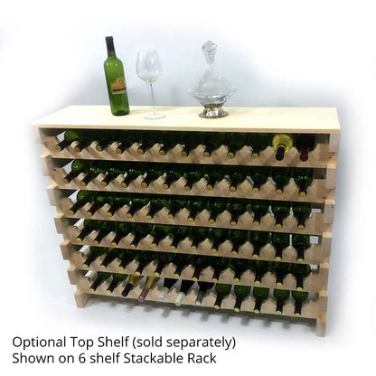 Stackable Custom Pine Wine Bottle Rack with Optional Tabletop Serving Stand
