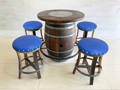 Oak Wine Barrel Whiskey Bistro Pub Table Set