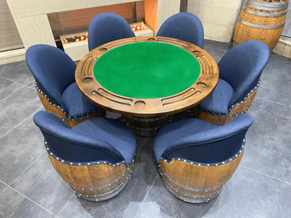 Dark Navy Blue Oak Barrel Chair