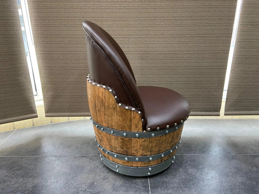 Brown Oak Barrel Chair