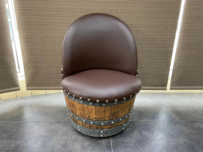 Brown Oak Barrel Chair